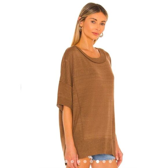 Free People Work From Home Pullover Sweater Top Mushroom - Picture 4 of 9